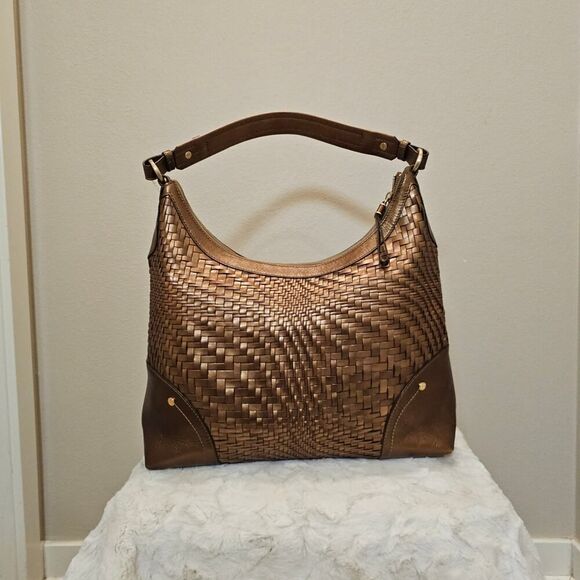 Cole Haan Leather Gold Hobo Handbag with Cloth Bag - Picture 4 of 14